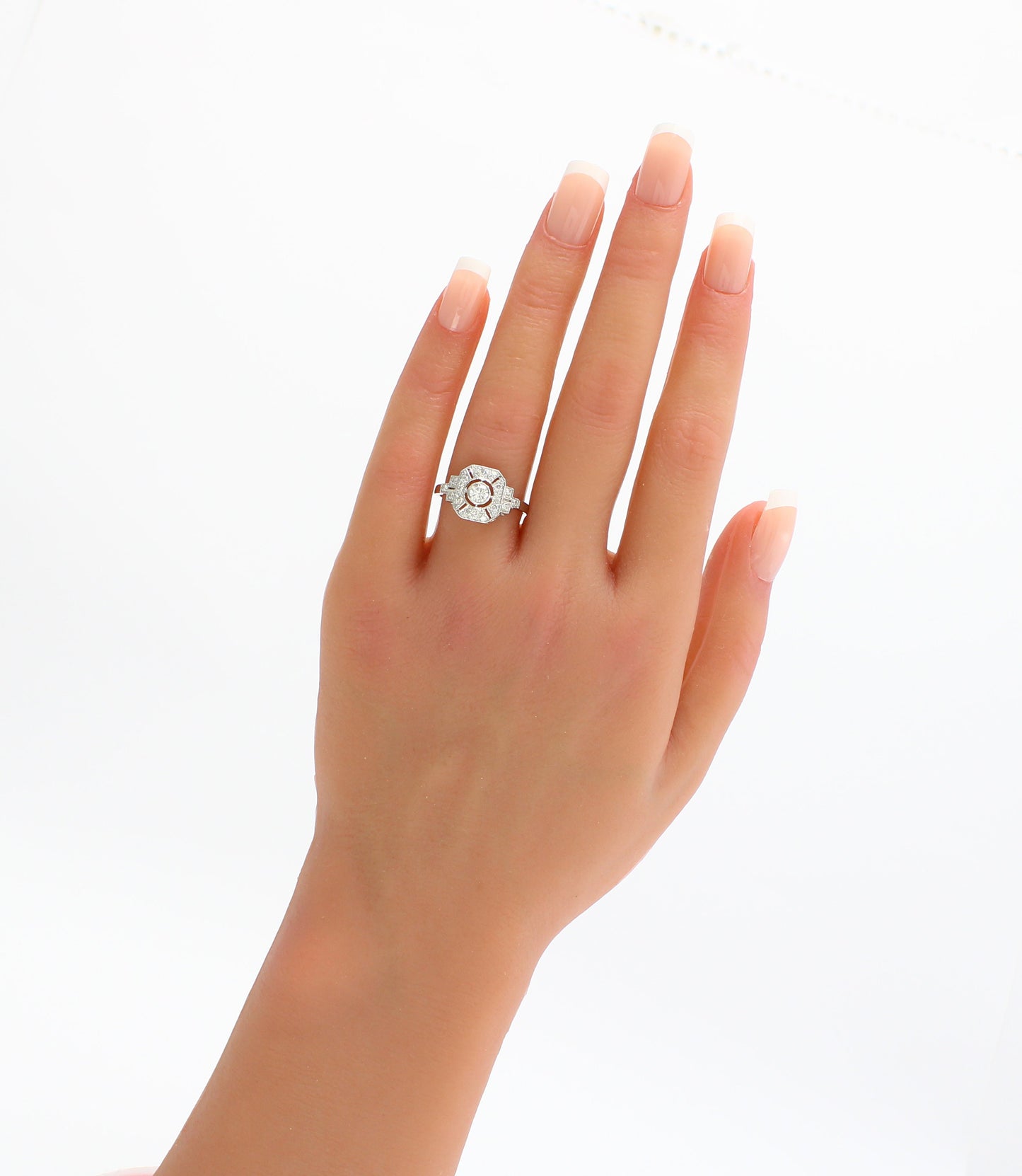 Art Deco Platinum Diamond Engagement Ring - fk gems
