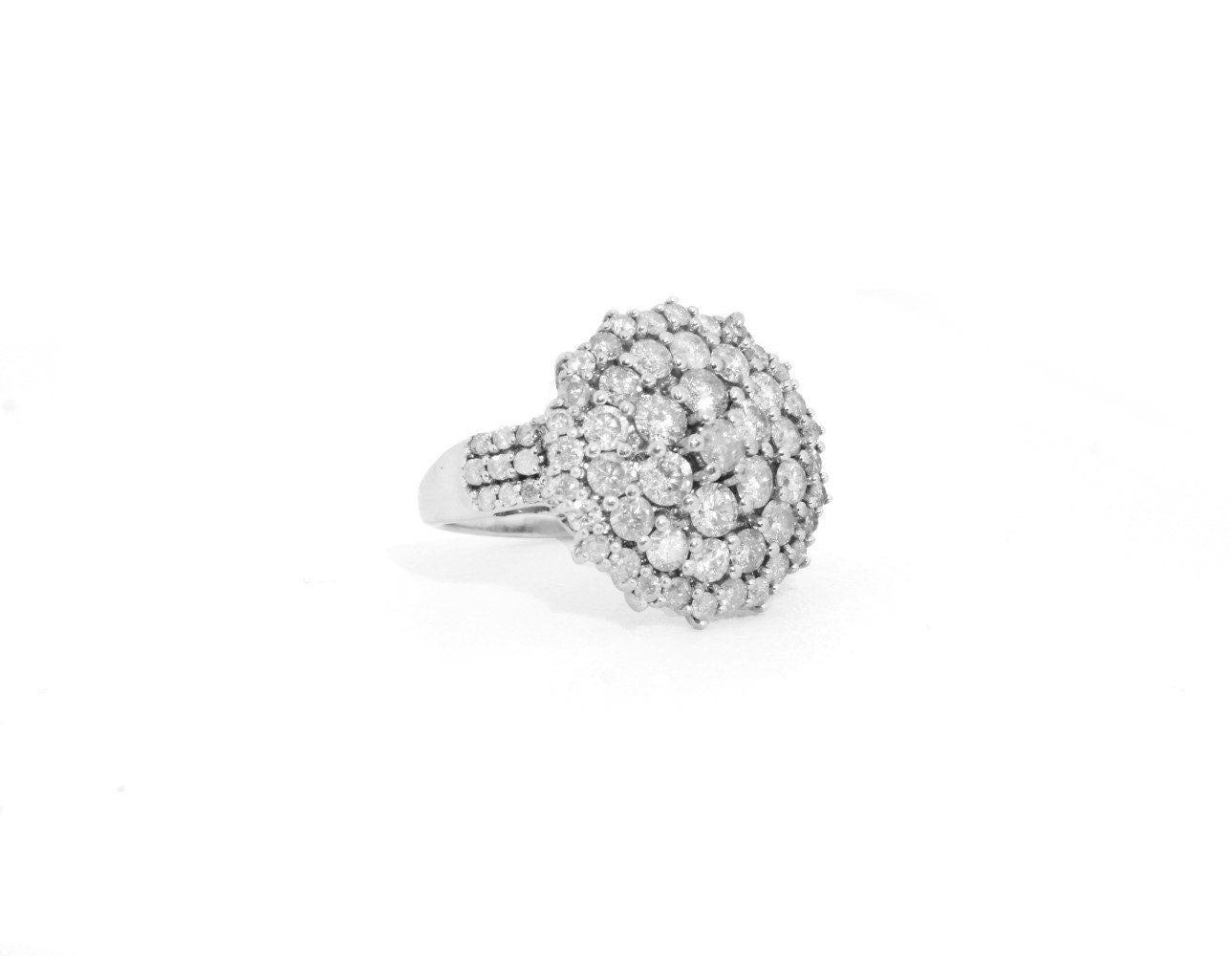 Stunning Diamond Cocktail Ring - 18k White Gold Floral Statement Piece with Natural Diamonds - fk gems