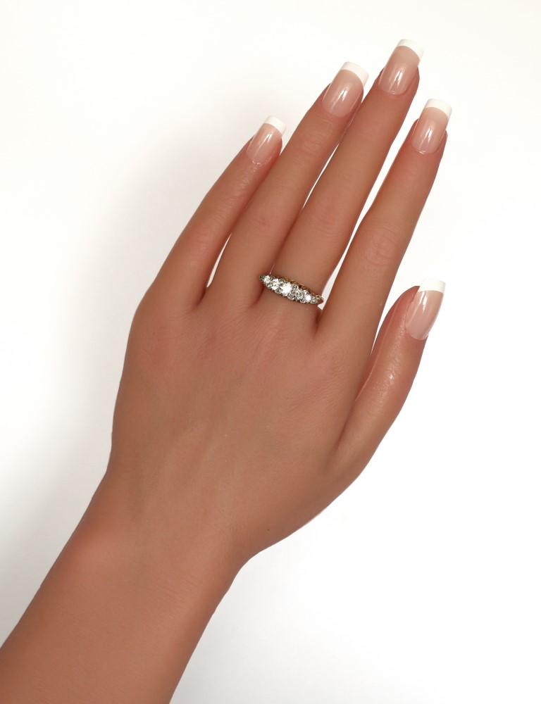 Antique Diamond Engagement Ring, Edwardian Old Cut Diamond 18K Gold Ring with scrolling Gallery - fk gems
