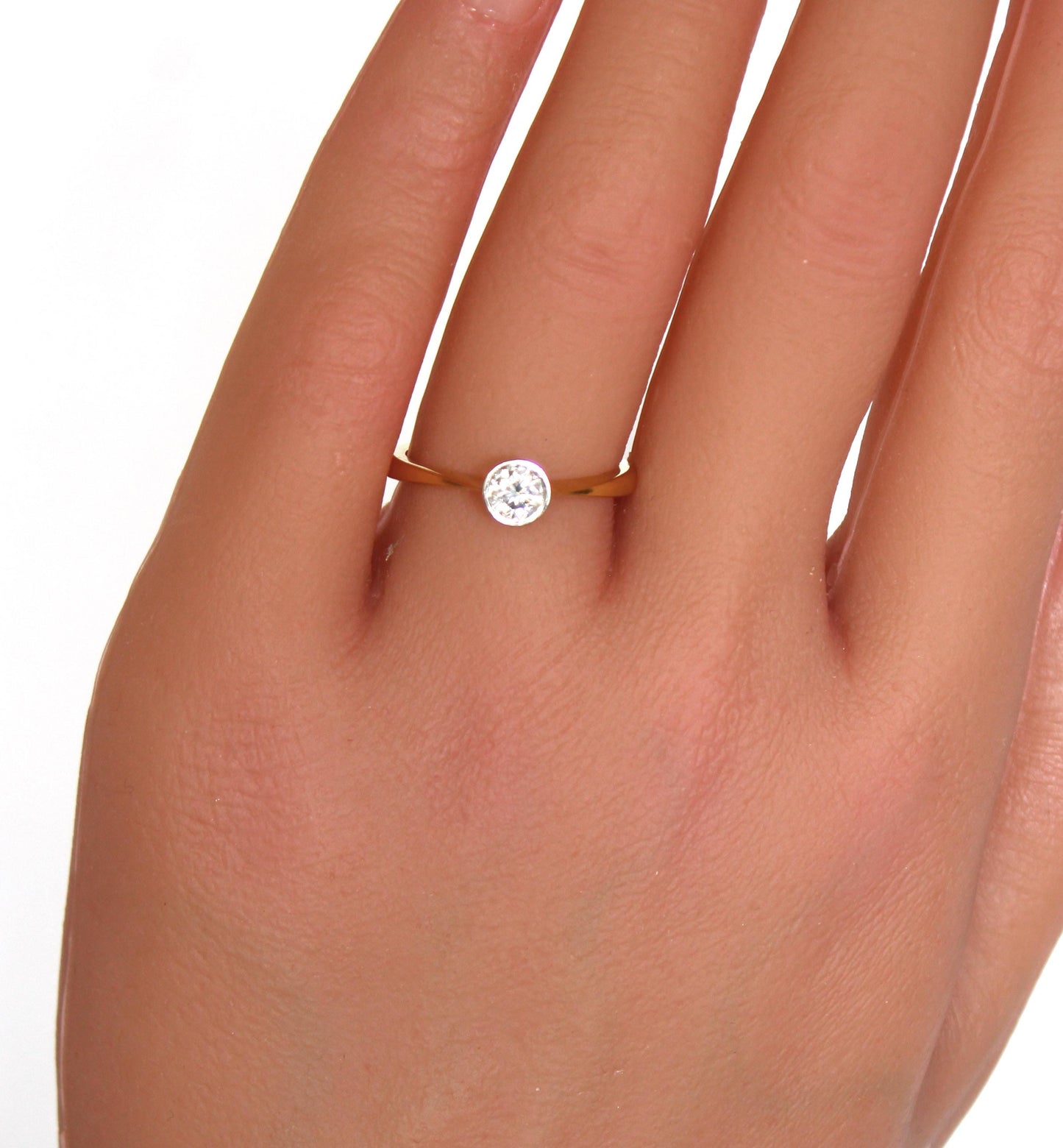 Vintage Diamond Engagement Ring, 18K Natural Single Diamond Ring - fk gems