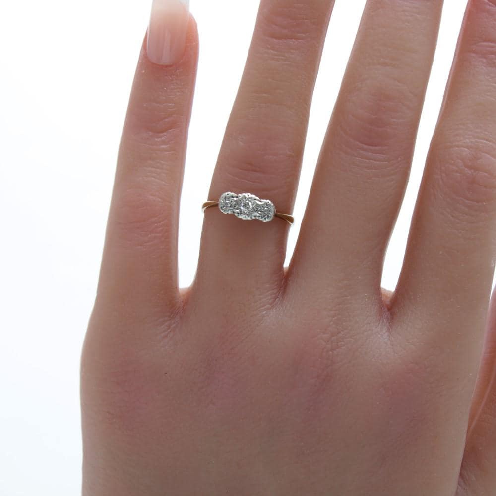 Edwardian Diamond Engagement Ring in Gold & Platinum Size 6.25 (US) or M (UK) - fk gems