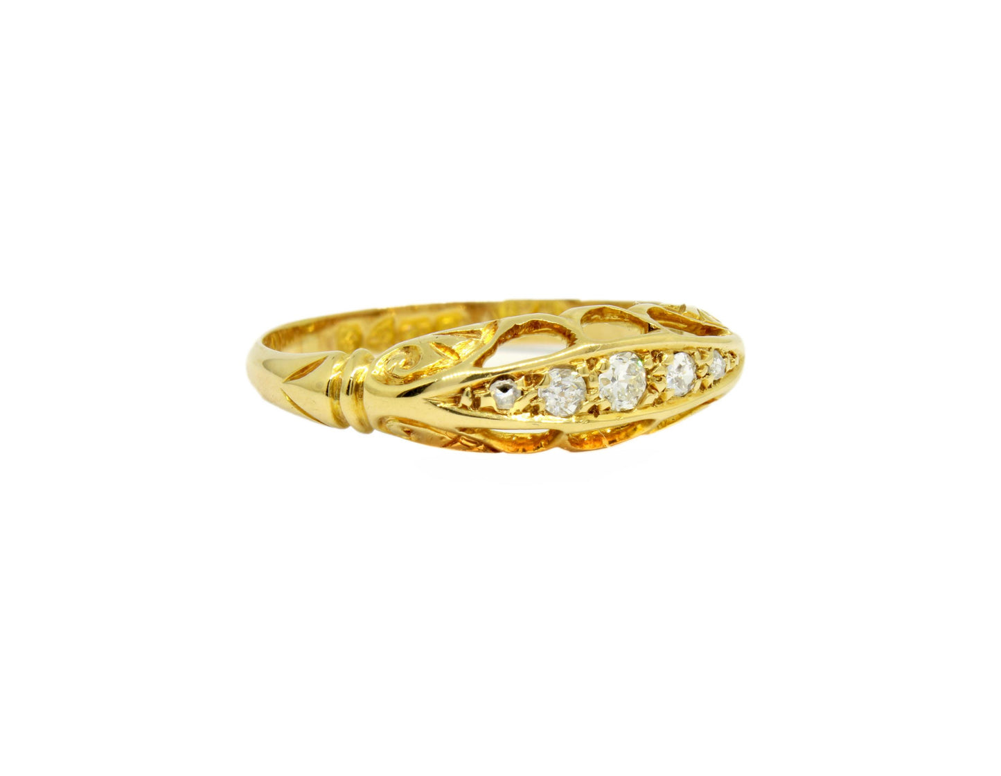 Antique Natural Diamond Engagement Ring, 5 stone Old Cut Diamonds - fk gems