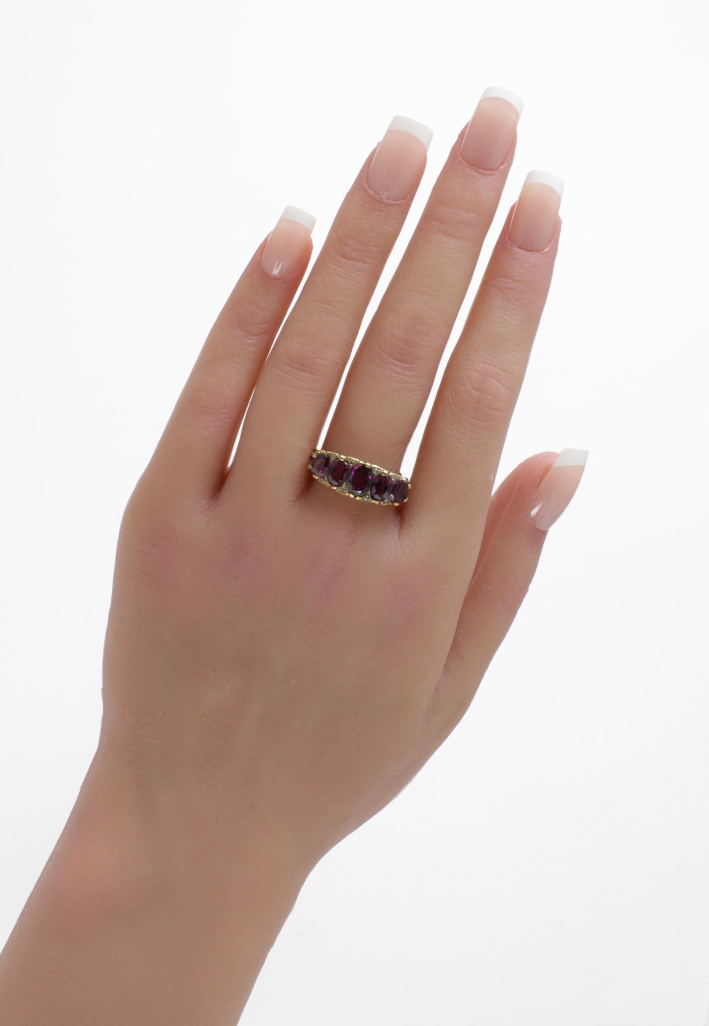 Vintage Amethyst Diamond Ring in 9k Gold - fk gems