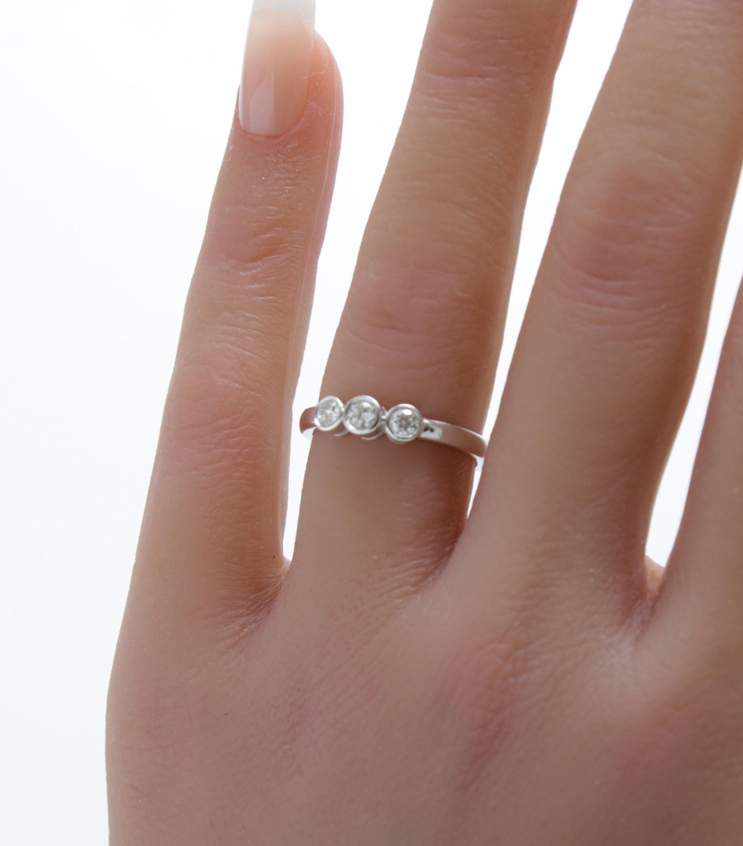 Art Deco Diamond Engagement Ring | 3 Stone Bezel Diamond Engagement Ring - fk gems