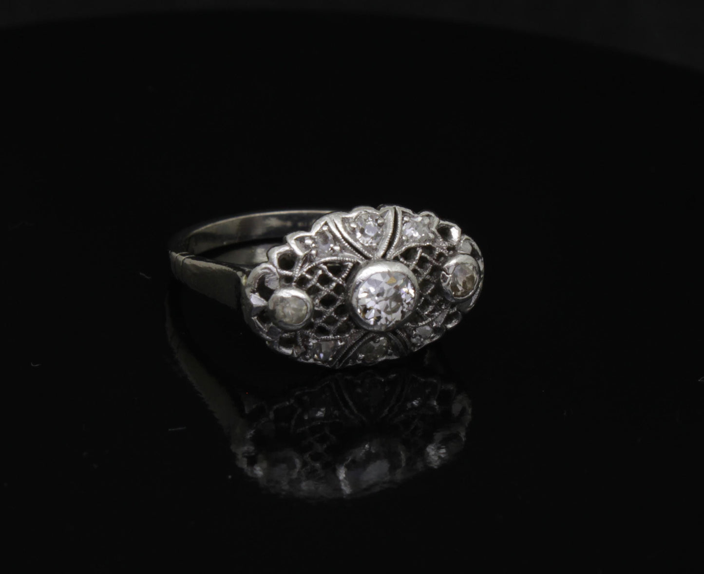 Vintage Platinum Diamond Engagement Ring, Natural Diamonds Dress Ring, Band Size 5 US, J UK - fk gems