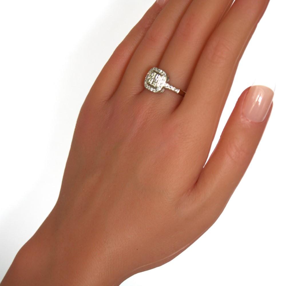 1.0 carat Diamond Cluster Engagement Ring in 18k White Gold - fk gems