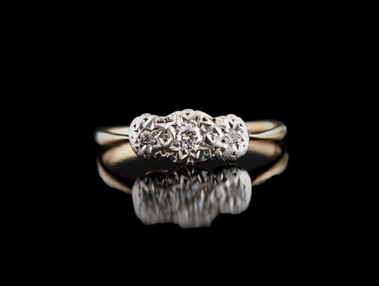 Edwardian Diamond Engagement Ring in Gold & Platinum Size 6.25 (US) or M (UK) - fk gems