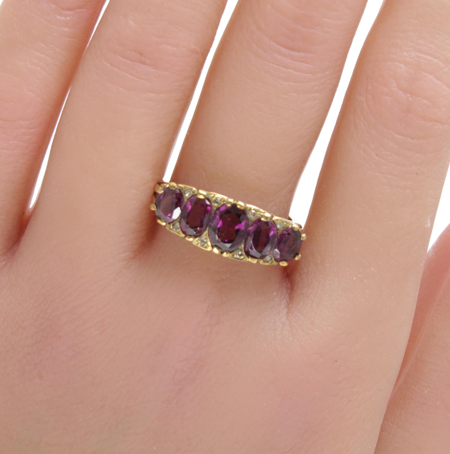 Vintage Amethyst Diamond Ring in 9k Gold - fk gems