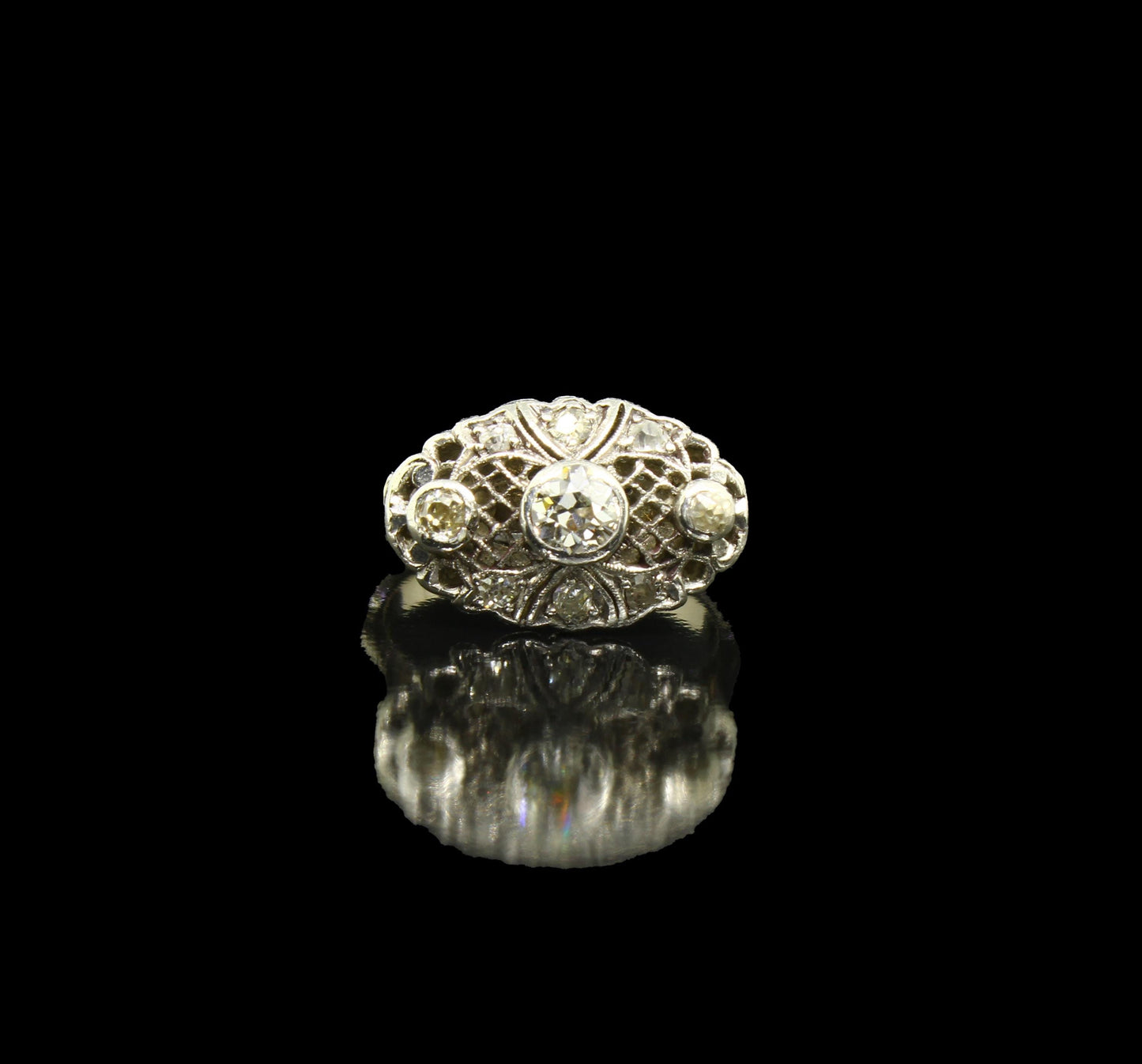 Vintage Platinum Diamond Engagement Ring, Natural Diamonds Dress Ring, Band Size 5 US, J UK - fk gems
