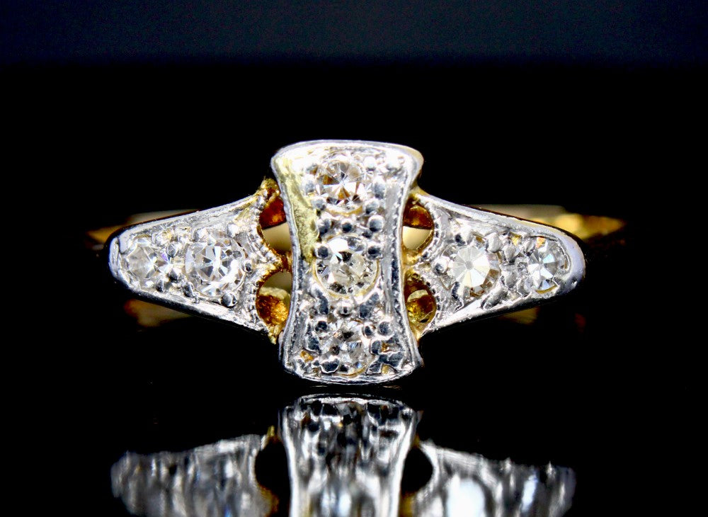 Antique Diamond Cluster Engagement Ring Edwardian Period 1901-1911