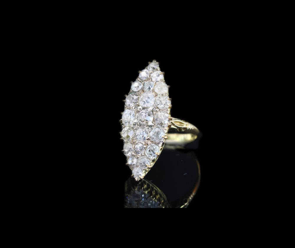 Victorian Diamond Ring, Vintage 18k Diamond Statement Ring