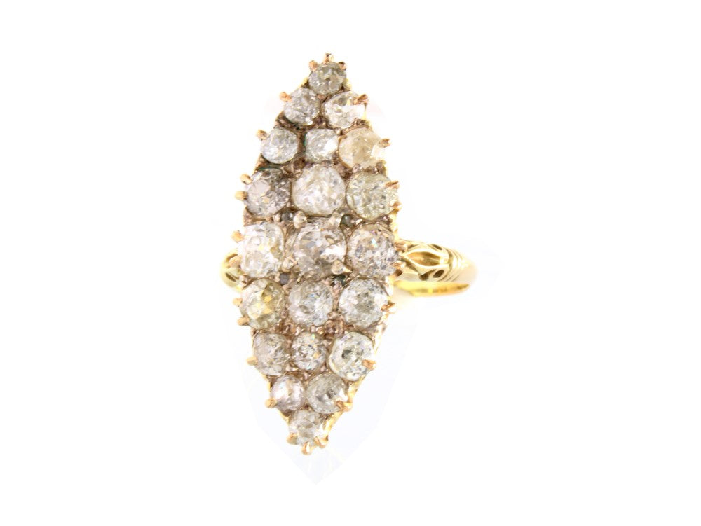 Victorian Diamond Ring, Vintage 18k Diamond Statement Ring