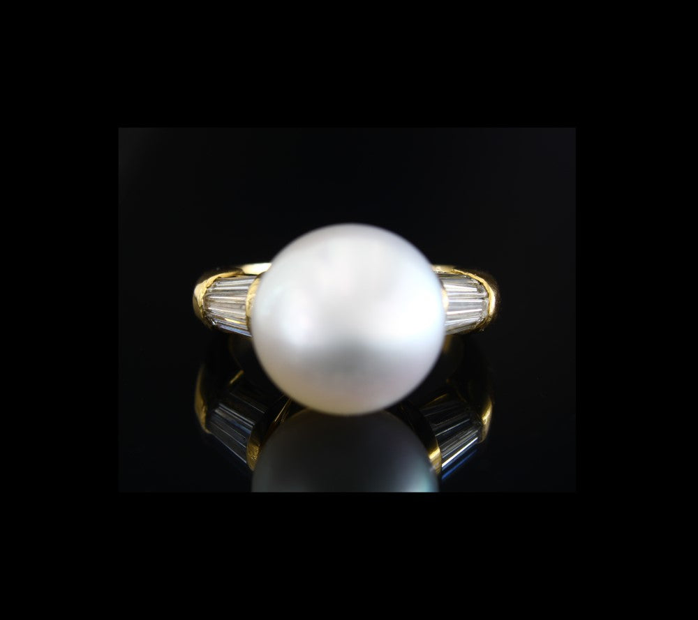 Vintage 18k Gold Pearl Cocktail Ring - fk gems