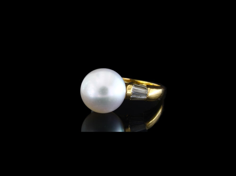 Vintage 18k Gold Pearl Cocktail Ring - fk gems