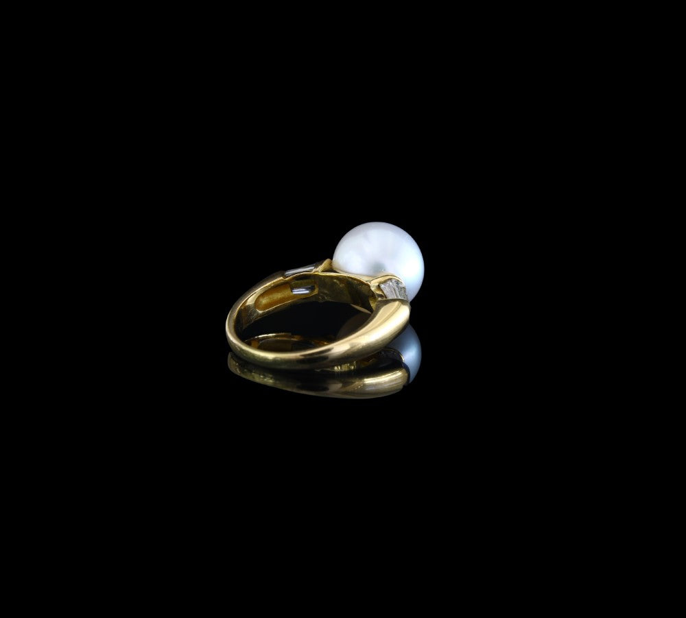 Vintage 18k Gold Pearl Cocktail Ring - fk gems