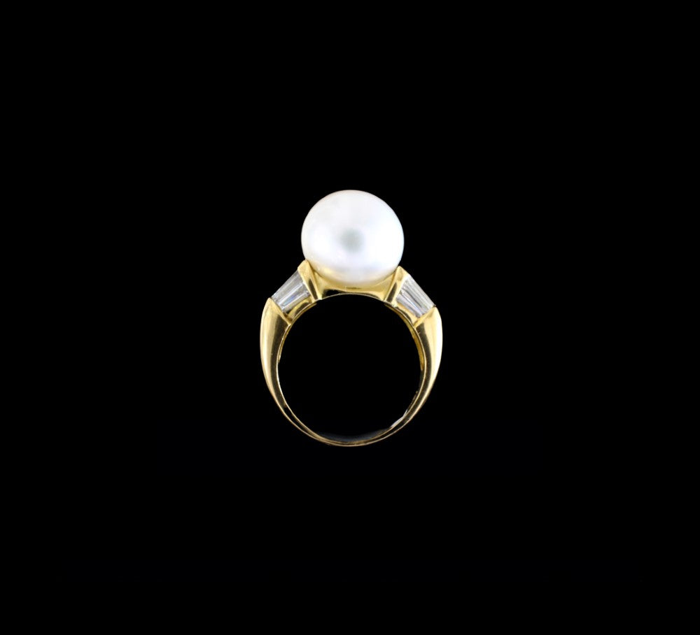 Vintage 18k Gold Pearl Cocktail Ring - fk gems