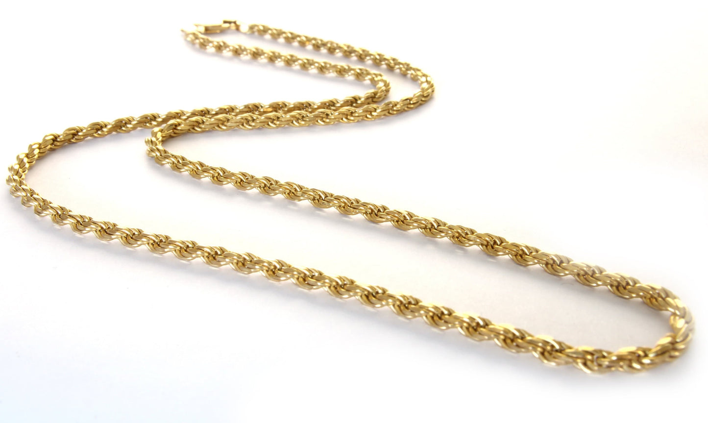 Yellow Gold Necklace in Rope Twist Style, Vintage 9k Gold Neck Chain