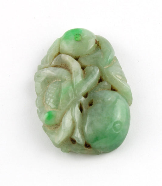 Antique Chinese Carved Green Jade Pendant