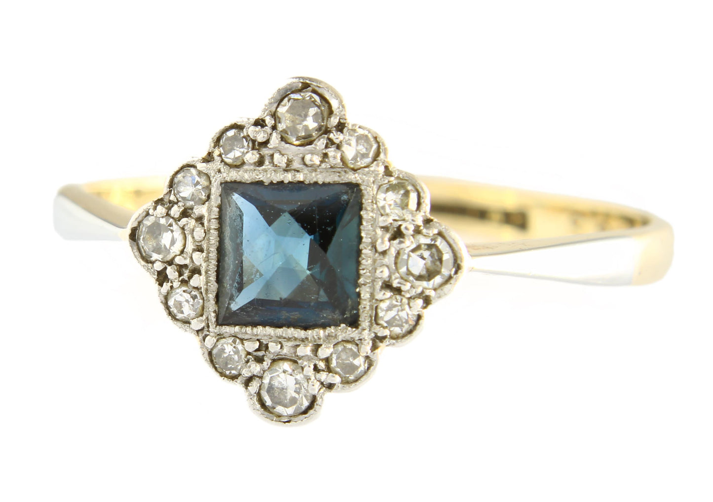 Vintage Art Deco Sapphire Diamond Engagement Ring