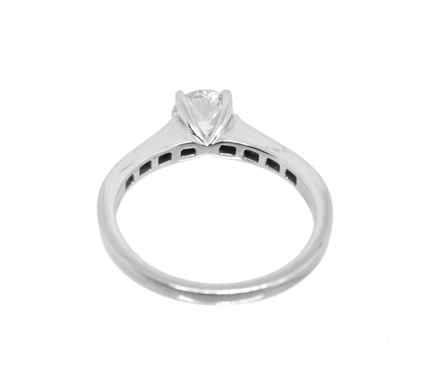 Estate Diamond Solitaire Engagement Ring, 18K White Gold Diamond Single Stone Ring