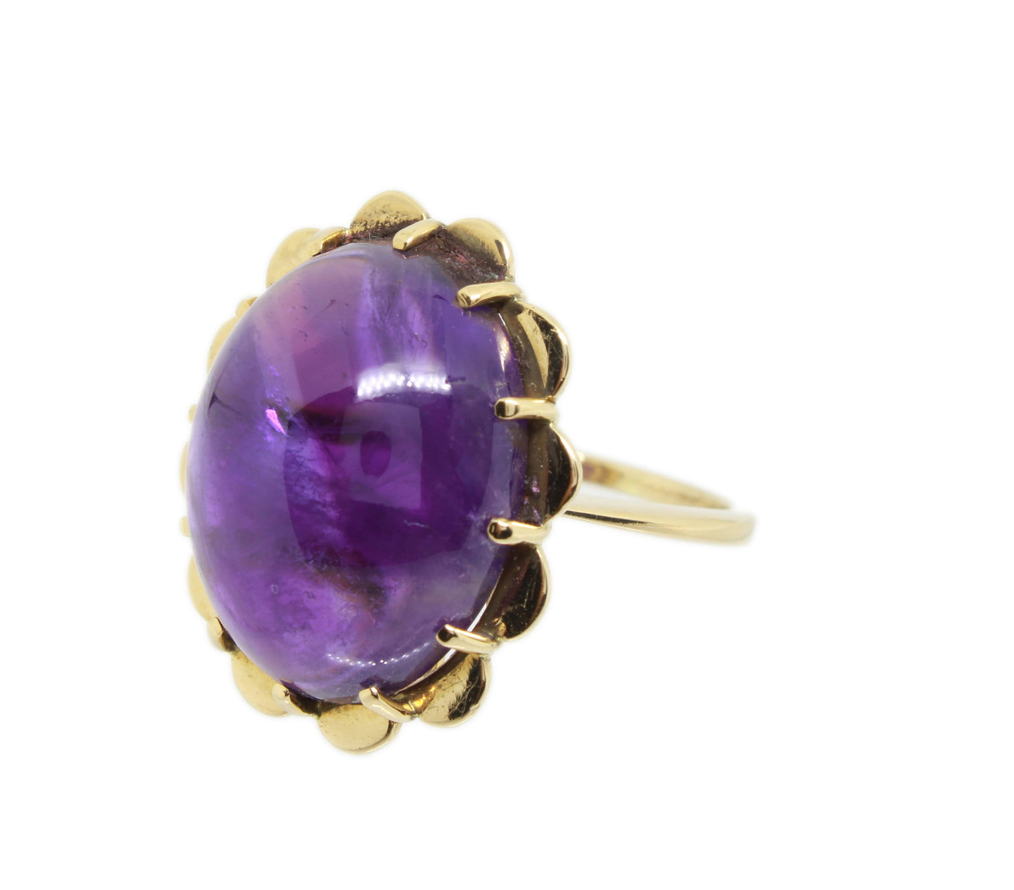 Vintage 18k Gold Amethyst Cocktail Ring, Large 17 carat Stone, size 6.5 US (N UK)