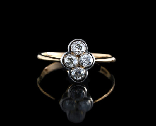 Art Deco Diamond Engagement Ring | 18k Gold Diamond 4 Stone Ring