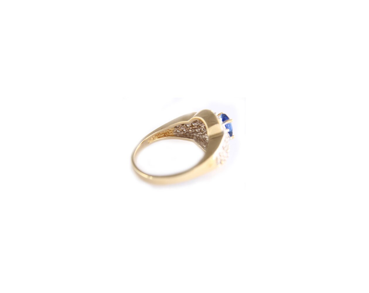 Sapphire & Diamond Ring, White Gold cocktail Ring, Pave Diamond Statement Ring