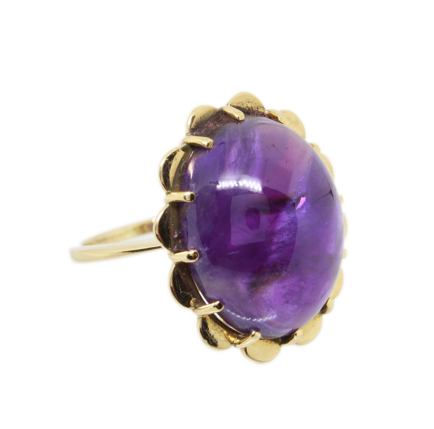 Vintage 18k Gold Amethyst Cocktail Ring, Large 17 carat Stone, size 6.5 US (N UK)