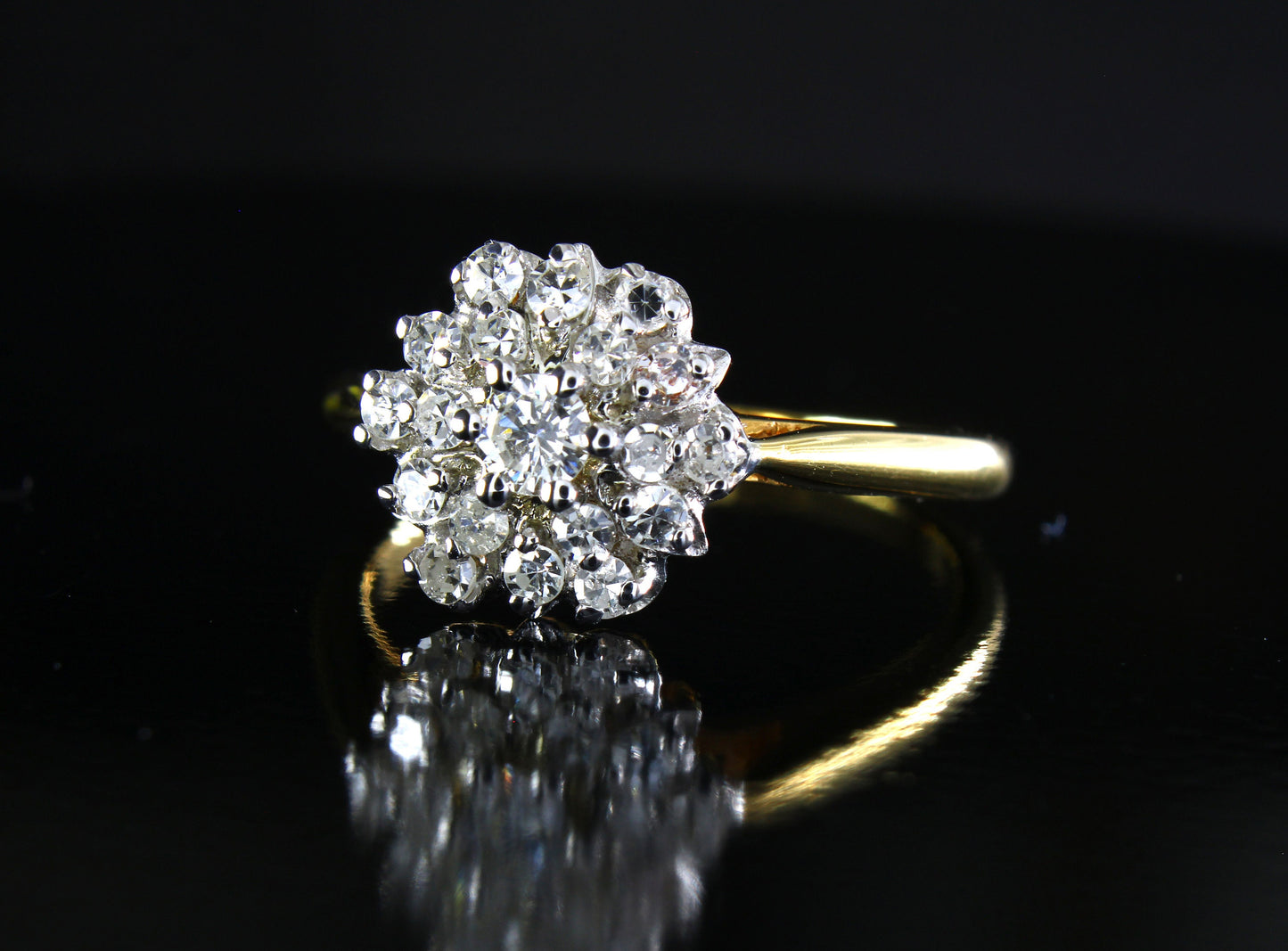 Vintage 18k White Gold Diamond Engagement Ring size 6.25 US, M1/2 UK Crafted in Dublin in 1967