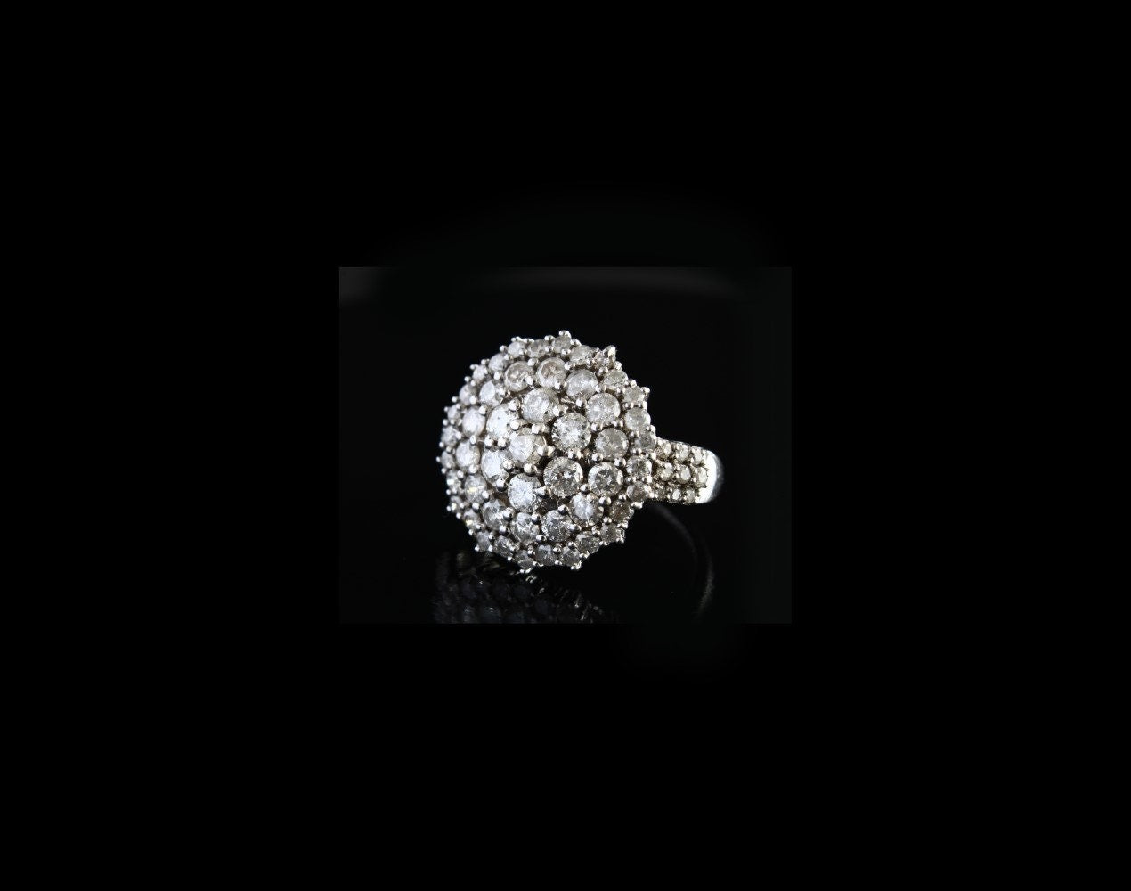 Stunning Diamond Cocktail Ring - 18k White Gold Floral Statement Piece with Natural Diamonds