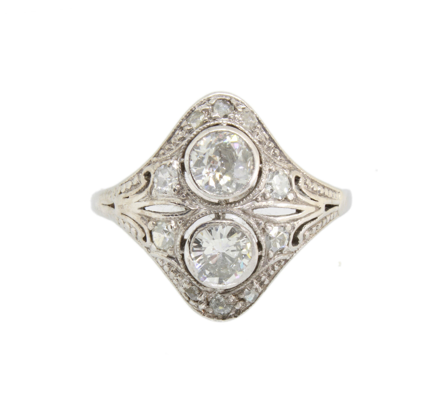 Antique Art Deco Diamond Ring in 14K White Gold, Size US 6, UK/AU L