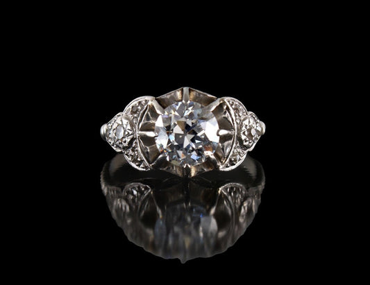 Diamond Engagement Ring,Art deco Period Solitaire Ring