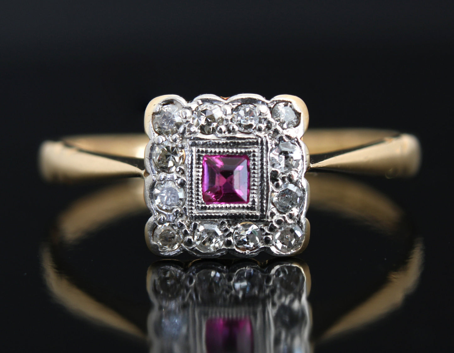 Art Deco Ruby Diamond Engagement Ring