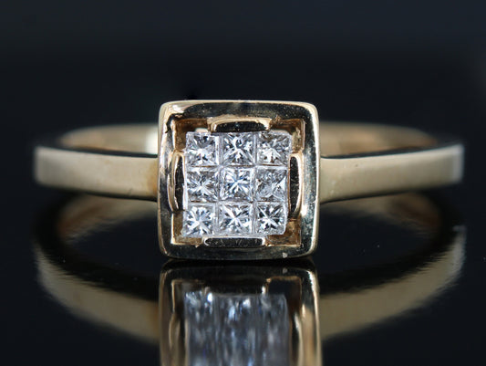 Vintage Diamond Cluster Engagement Ring