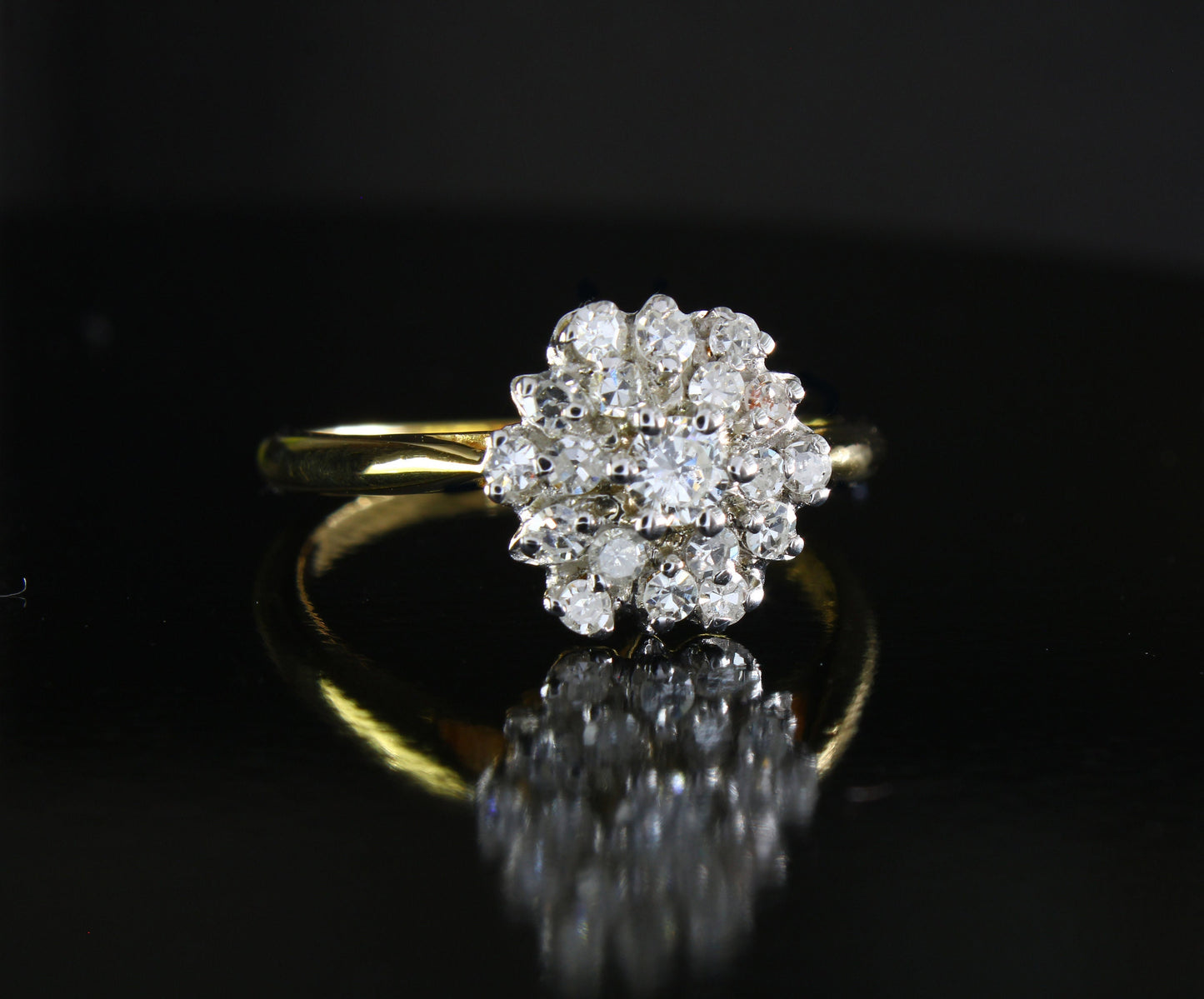 Vintage 18k White Gold Diamond Engagement Ring size 6.25 US, M1/2 UK Crafted in Dublin in 1967