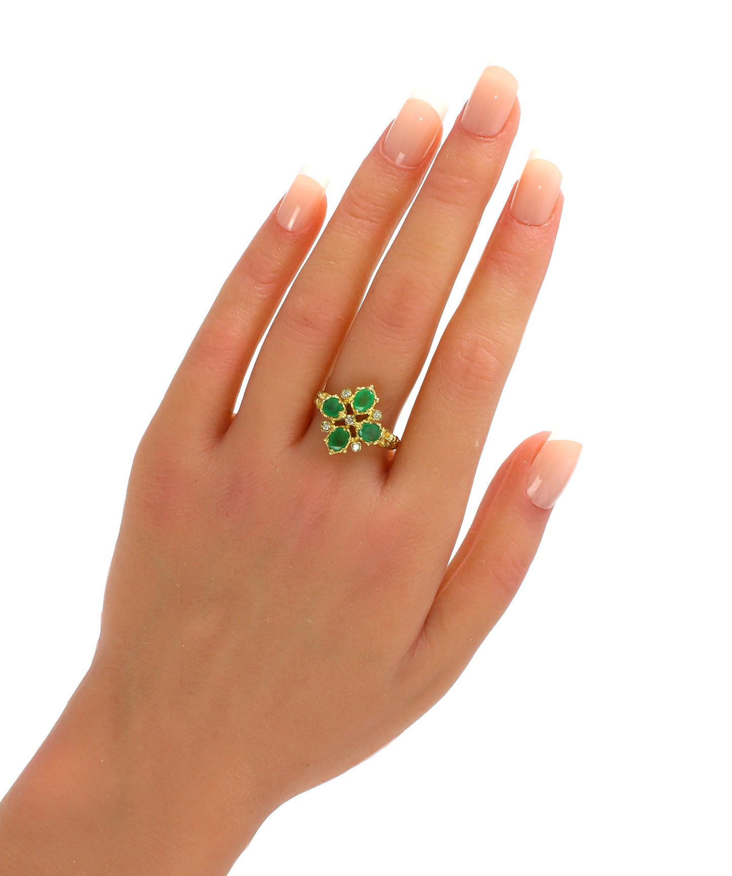 Vintage Emerald Diamond Engagement Ring