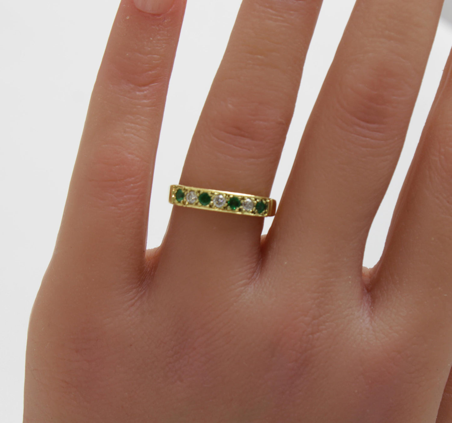 Vintage Emerald Diamond Engagement Ring in Art Deco Design