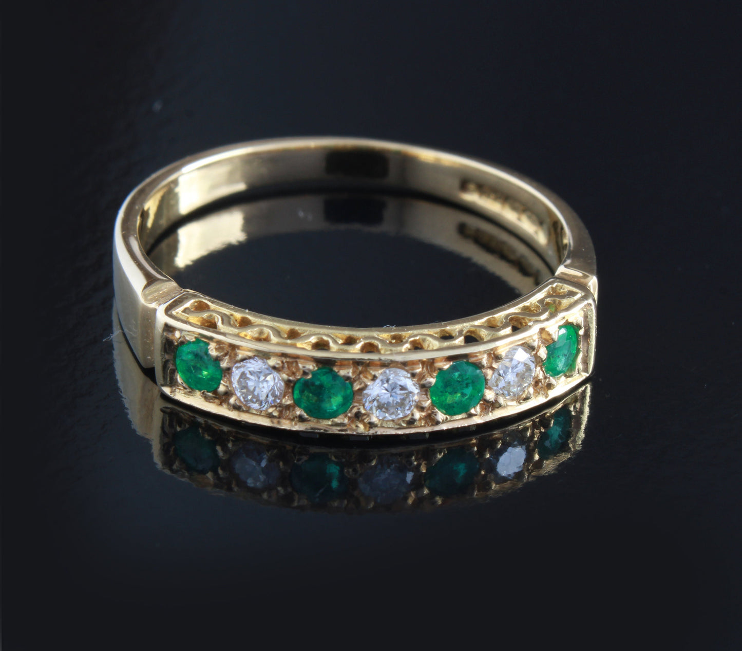 Vintage Emerald Diamond Engagement Ring in Art Deco Design