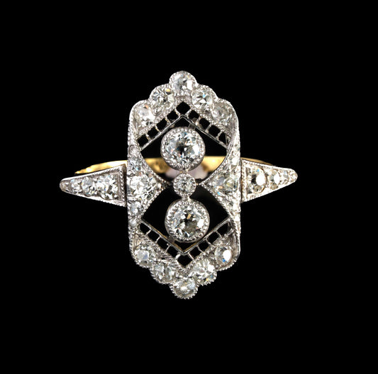 Antique Diamond Statement Ring in 18K Gold