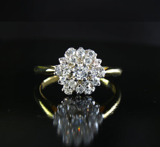 Vintage 18k White Gold Diamond Engagement Ring size 6.25 US, M1/2 UK Crafted in Dublin in 1967